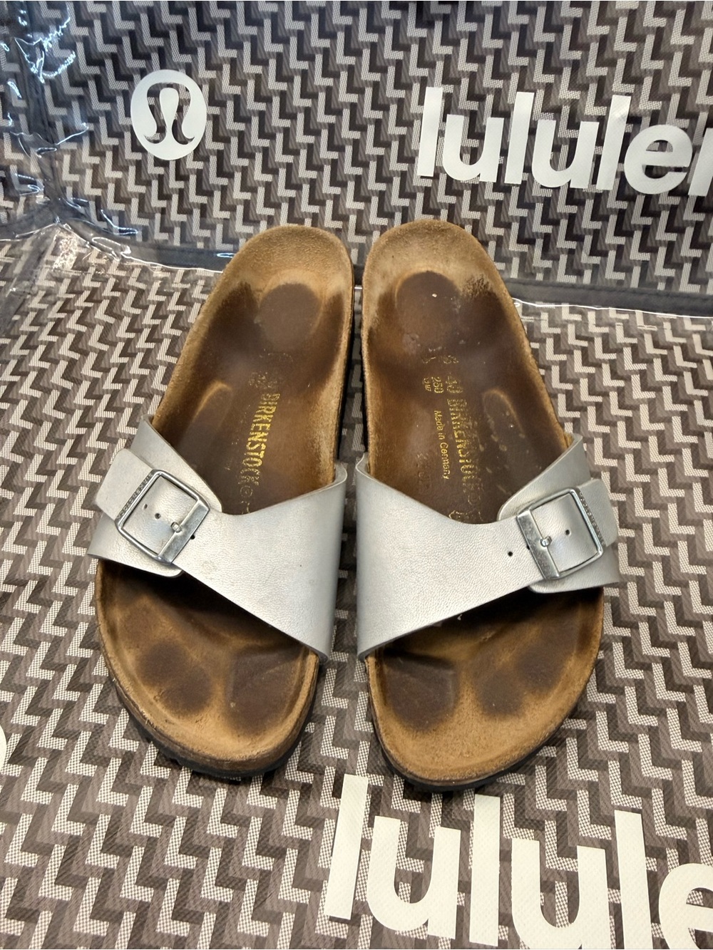 Birkenstock Silver Single Strap Sandals